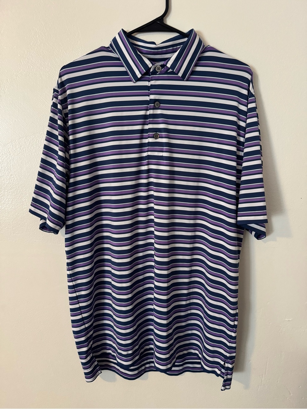 FootJoy Men’s Polo Striped in Navy, Purple, White & Baby Blue Large